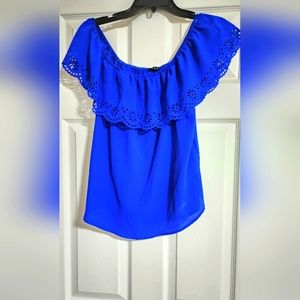 Iris Royal Blue Off the Shoulder Top with eyelet